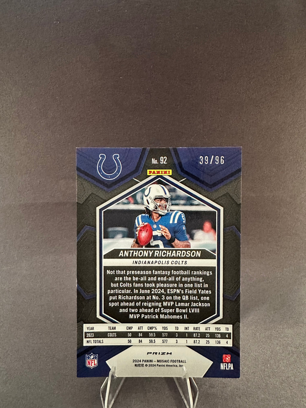 2024 Anthony Richardson Blue Sparkle Mosaic #39/96