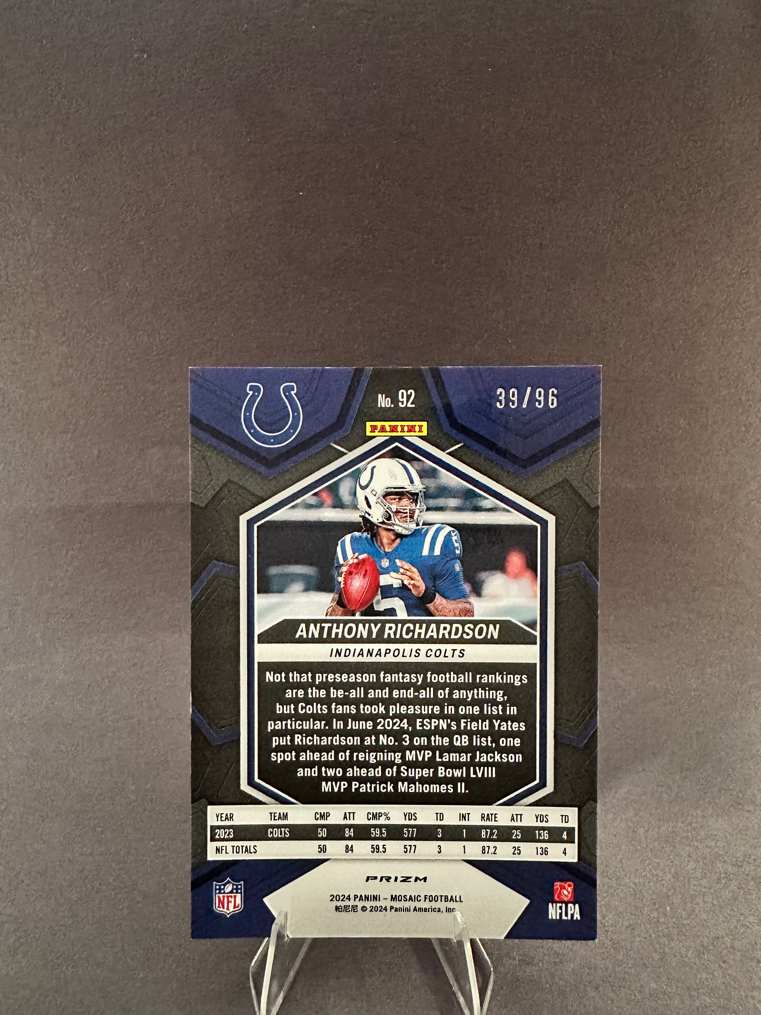 2024 Anthony Richardson Blue Sparkle Mosaic #39/96
